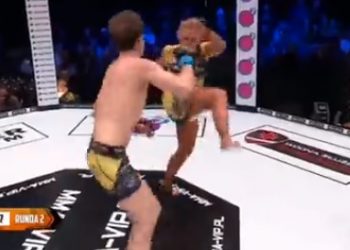 نزال غريب بين مقاتلة ومقاتل فى بولندا