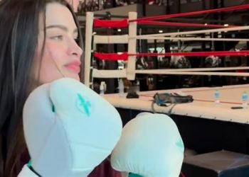 الفنانة الكويتية روان بن حسين تلعب الـ”كيك بوكس”