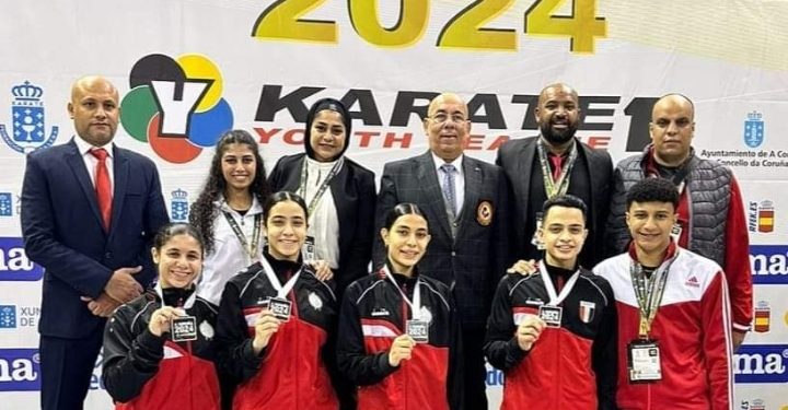 4 فضيات جديدة لشباب مصر فى الدوري العالمي للكاراتيه