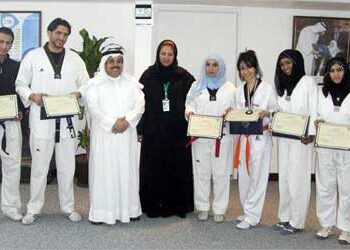 تكريم فريق التايكواندو بالجامعة العربية بالكويت