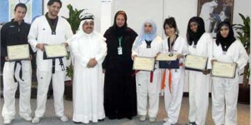 تكريم فريق التايكواندو بالجامعة العربية بالكويت